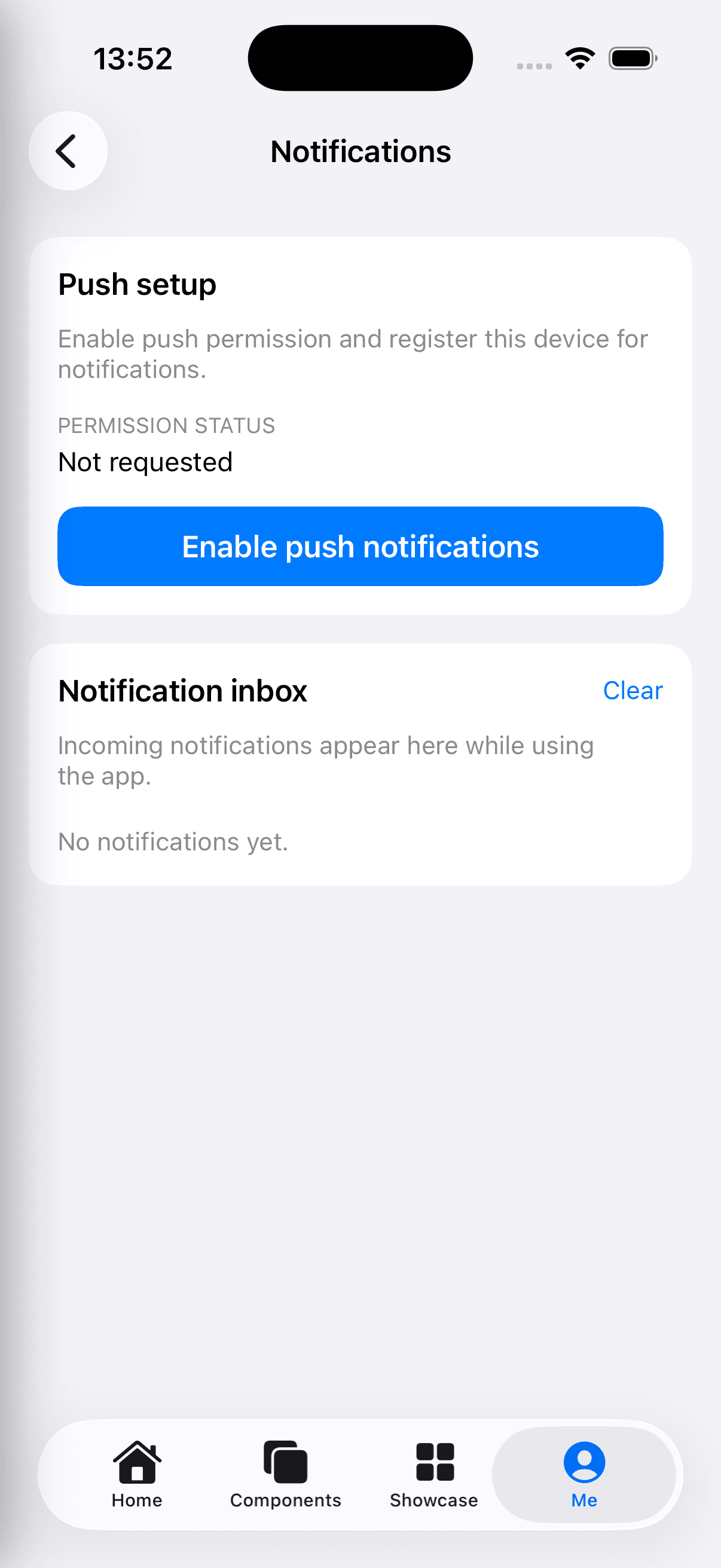 Notifications screen